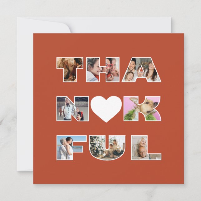 Terracotta Photo Collage Thanksgiving Holiday Card (Front)