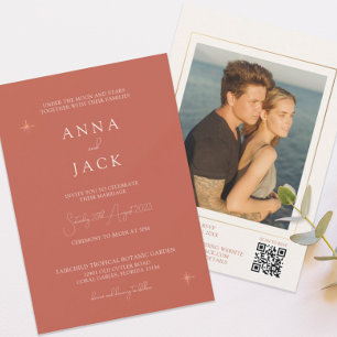 Terracotta Photo QR Code Wedding Invitation