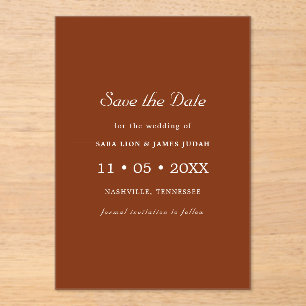 Terracotta Photo Save the Date Card Acrylic Invitations