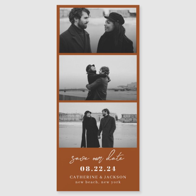 Terracotta Photo Strip Wedding Save the Date (Front)