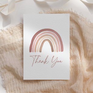 Terracotta Pink Boho Rainbow Baby Shower Thank You Card