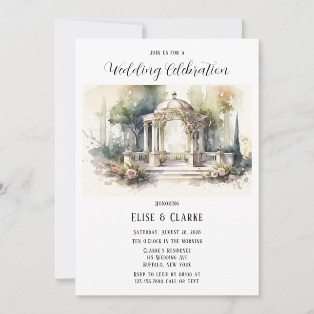 Terracotta Pink Botanical Floral Outdoor Wedding Invitation (Front)