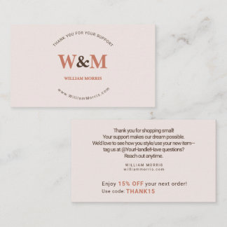 Terracotta Pink Elegant Branded Company Thank You Business Card
