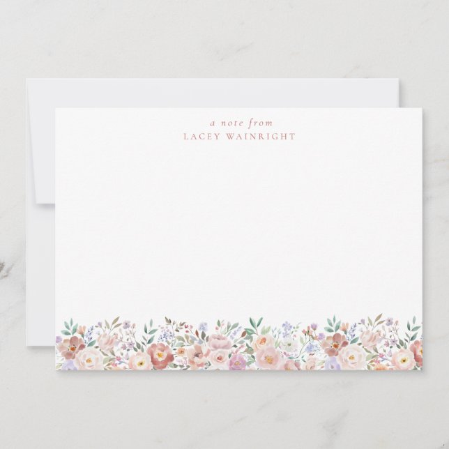 Terracotta & Pink Floral Personalised Stationery Card (Front)