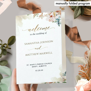 Terracotta  Pink Floral Wedding Ceremony Program
