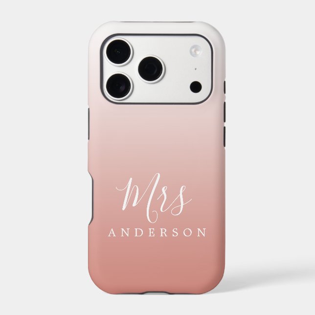 Terracotta Pink Ombre Script Future Mrs Name (Back)