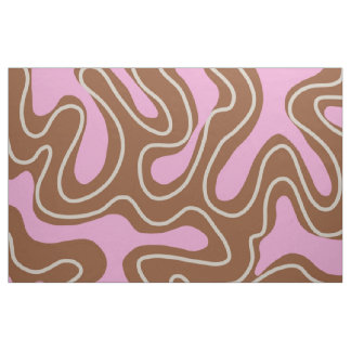 Terracotta Pink Wavy Stripes Y2K Marble Fabric
