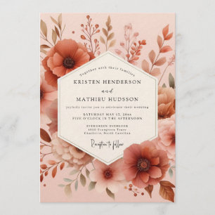Terracotta Poetic Anemone Wedding Invitation
