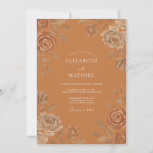 Terracotta Pressed Petal Wedding Invitation