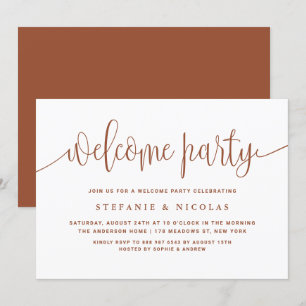 Terracotta Pretty Calligraphy Welcome Party Invitation