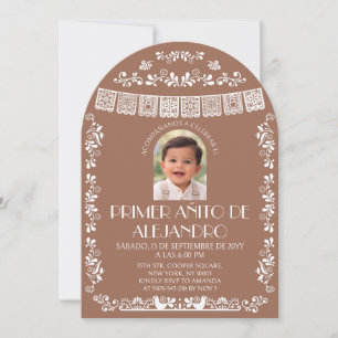 Terracotta Primer Añito Boy Arch Photo Invitation