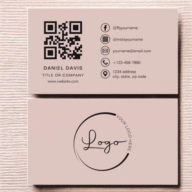 Terracotta Professional Company Logo QR Code  Business Card (Creator Uploaded)