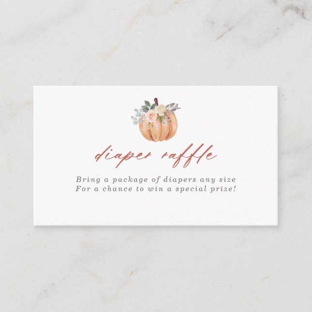 Terracotta Pumpkin and Roses Diaper Raffle Enclosure Card (Front)