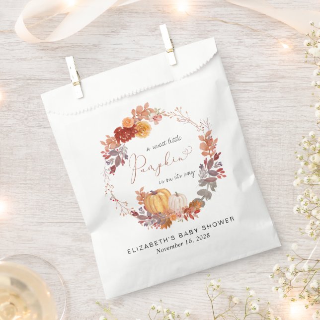 Terracotta Pumpkin Autumn Baby Shower Favour Bags (Clipped)