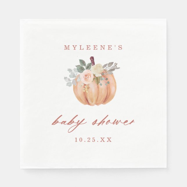 Terracotta Pumpkin Baby Shower Napkin (Front)