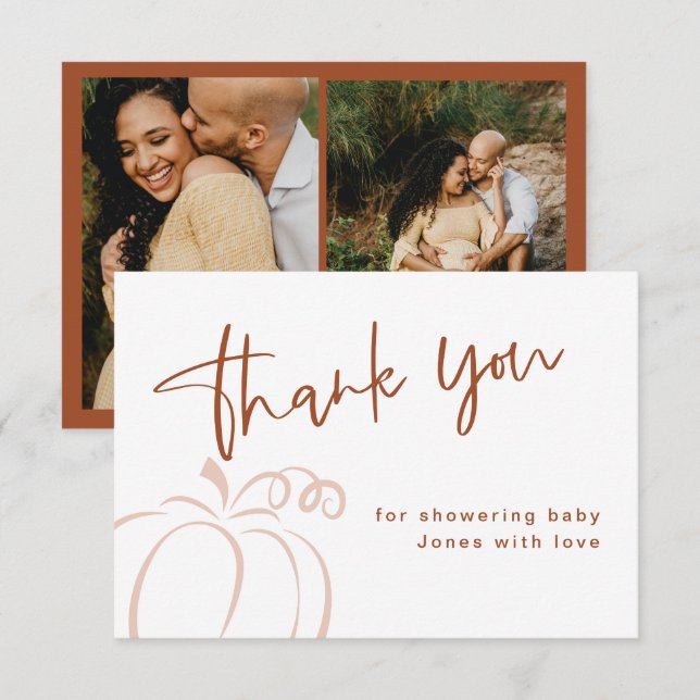 Terracotta Pumpkin Baby Shower Thank You Card (Front/Back)