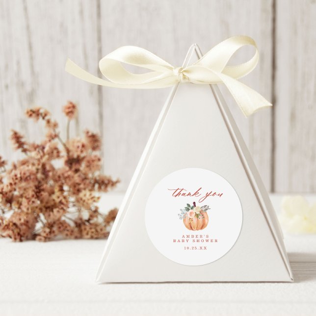 Terracotta Pumpkin Baby Shower Thank You Classic Round Sticker (Creator Uploaded)