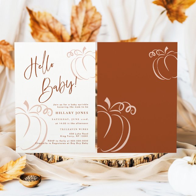 Terracotta Pumpkin Fall Bohemian Baby Shower Invitation (Creator Uploaded)