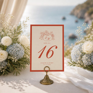 Terracotta Pumpkin Monogram Wedding Table Number