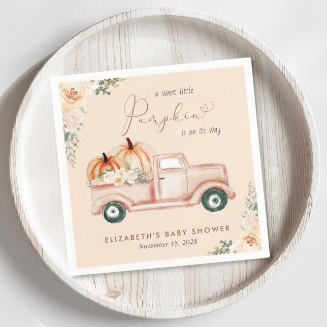 Terracotta Pumpkin Truck Baby Shower Napkin (Creator Uploaded)