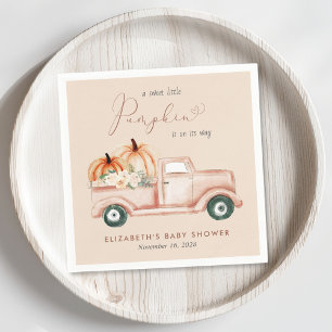 Terracotta Pumpkin Vintage Truck Baby Shower Napkin