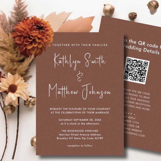 Terracotta QR Code All In One Modern Wedding Invitation (Creator Uploaded)