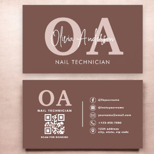 Terracotta QR Code Nail Specialist Artist  Business Card