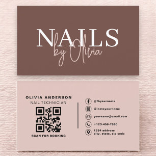 Terracotta QR Code Nail Specialist Artist Modern Business Card