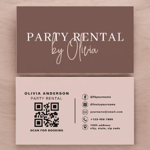 Terracotta QR Code Party Rental Modern Business Card