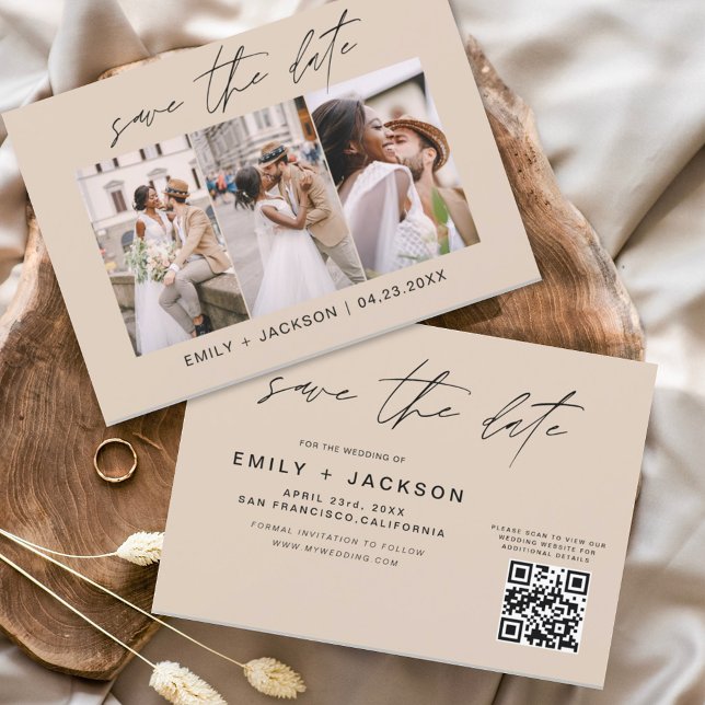Terracotta QR Code Save the Date  Modern 3 Photo (Creator Uploaded)