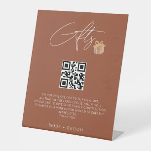 Terracotta QR gift registry honeymoon fund wedding Pedestal Sign