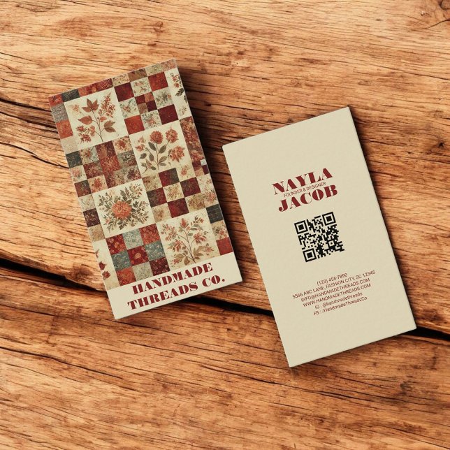 Terracotta Quilt Patchwork Handmade Clothing Business Card (Creator Uploaded)