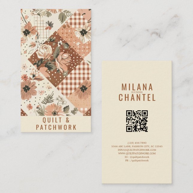 Terracotta Quilt Patchwork Handmade Clothing  Business Card (Front/Back)