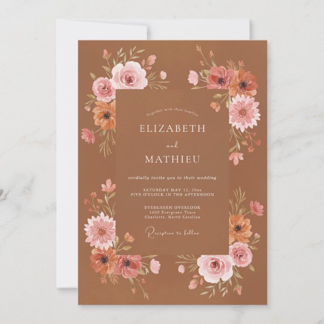 Terracotta Radiant Fall Wedding Invitation (Front)