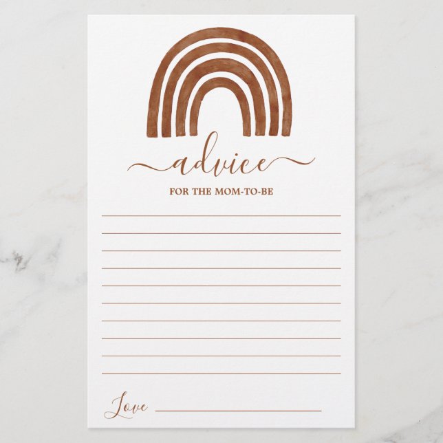 Terracotta Rainbow Advice for the Mum To Be card (Front)
