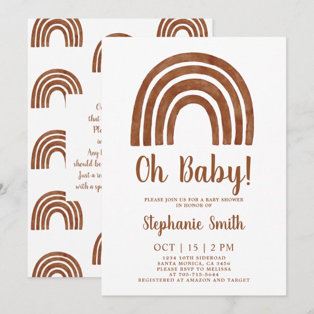Terracotta Rainbow Baby Shower Invitation (Front/Back)