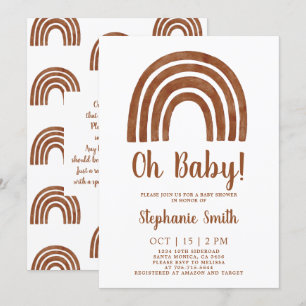 Terracotta Rainbow Baby Shower Invitation