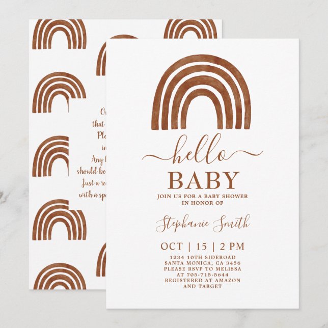Terracotta Rainbow Baby Shower Invitation (Front/Back)