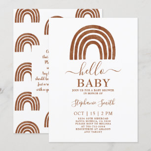 Terracotta Rainbow Baby Shower Invitation