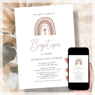 Terracotta Rainbow   Baptism Invitation