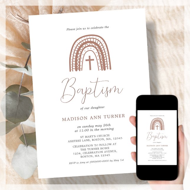 Terracotta Rainbow | Baptism Invitation (Creator Uploaded)