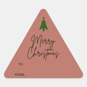 Terracotta Red Boho Christmas Gift Triangle Sticker