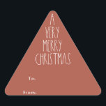 Terracotta Red Boho Christmas Gift Triangle Sticker<br><div class="desc">This terracotta red boho Christmas gift triangle sticker is perfect for your modern bohemian country farmhouse-inspired holiday greeting. The classic rustic yet delicate hand-drawn font gives it an earthy vintage look while keeping it cute and simple. The design is excellent for your natural fun and casual season greetings.</div>
