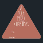 Terracotta Red Boho Christmas Gift Triangle Sticker<br><div class="desc">This terracotta red boho Christmas gift triangle sticker is perfect for your modern bohemian country farmhouse-inspired holiday greeting. The classic rustic yet delicate hand-drawn font gives it an earthy vintage look while keeping it cute and simple. The design is excellent for your natural fun and casual season greetings.</div>