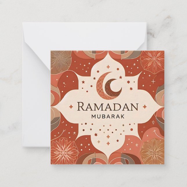 Terracotta Red Craft Ramadan Mubarak  Card (Front)