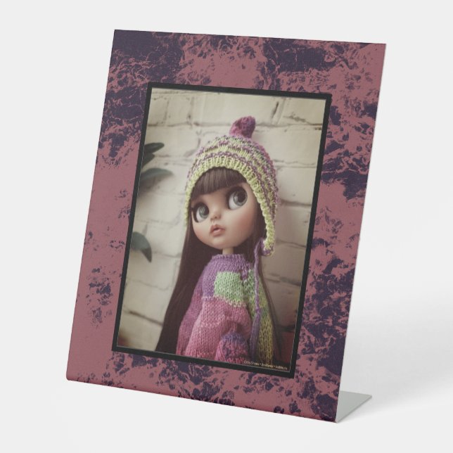 Terracotta red marble texture  pedestal sign (Front)