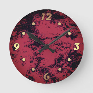 Terracotta red marble texture round clock