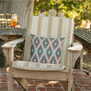 Terracotta Red TaupeBrown Teal Blue Tribal Art Cushion
