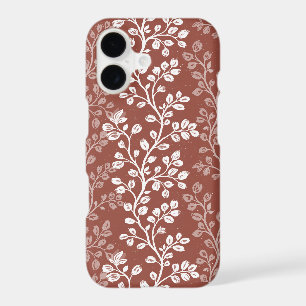 Terracotta Red Trailing Blossoms Floral Art