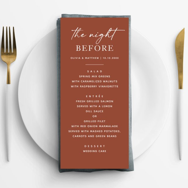 Terracotta Rehearsal Dinner | Fall night before Menu (Creator Uploaded)